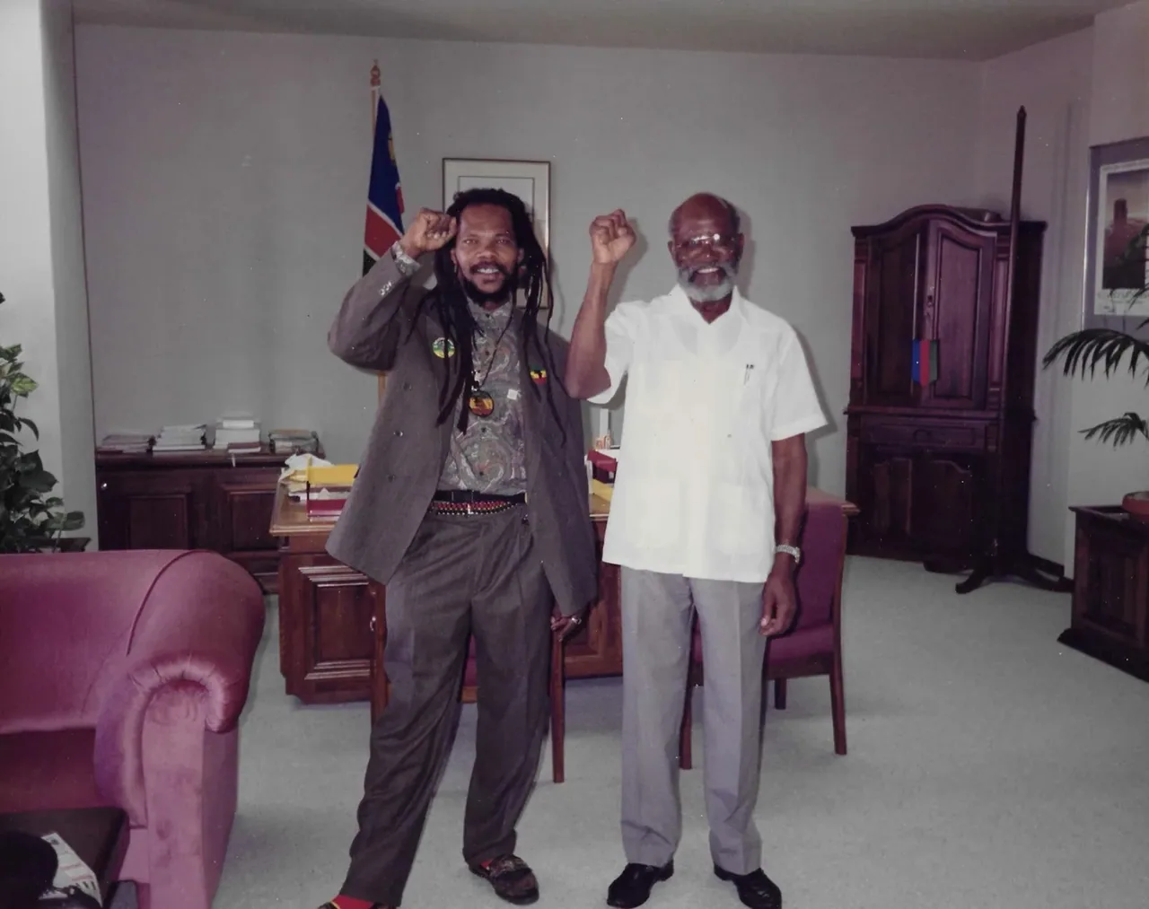 To my great Minister of Mining, Mr. Herman Andimba Toivo ya Toivo. What a great man he was, and a real bredren to I. I always went by his office and we reasoned
